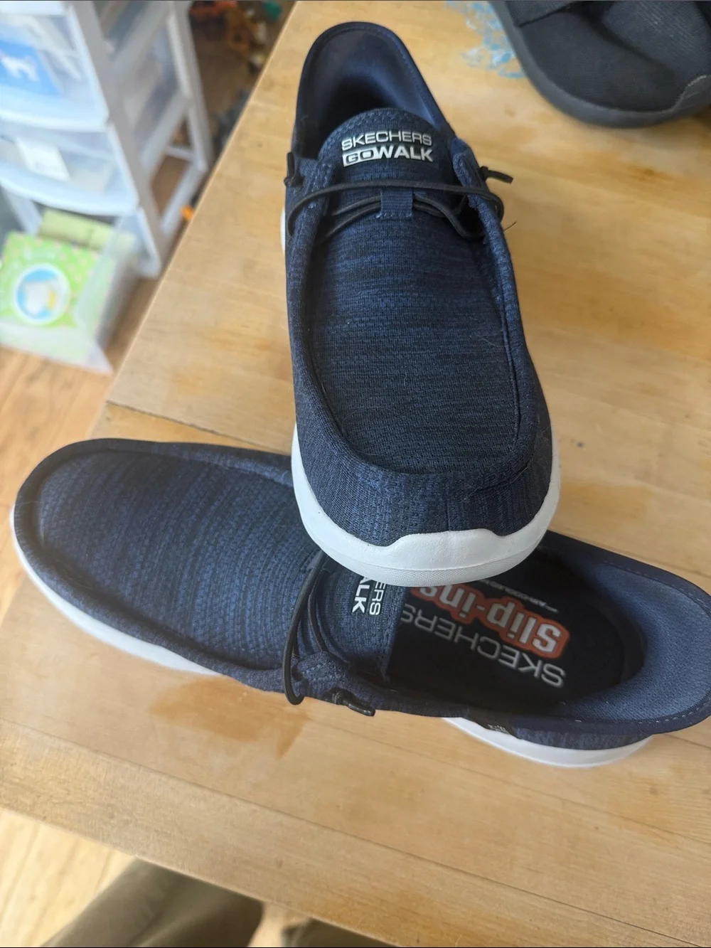Skechers Navy Blue Slip-On Casual Loafers with White Sole
